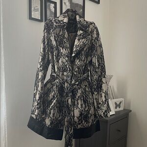 XOXO Black and Cream Lace Trench Coat